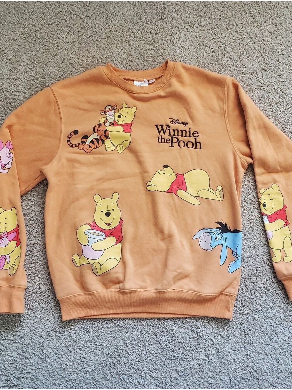 Disney Winnie the Pooh Orange Character Graphic Crew Sweatshirt Women's Medium - Picture 3 of 9